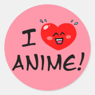I Liebe Anime Runder Aufkleber