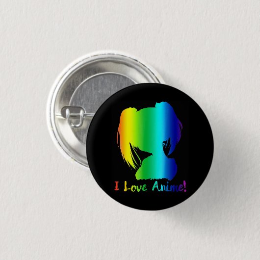 i Liebe animiert lustiges Manga Cosplay Button (Vorne & Hinten)