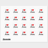 I Liebe Anna Runder Aufkleber (Blatt)