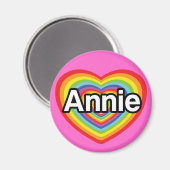 I Liebe Annie, Regenbogenherz Magnet (Vorderseite/Rückseite)