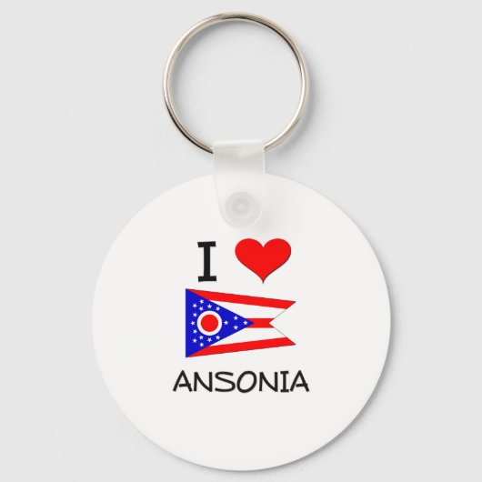 I Liebe Ansonia Ohio Schlüsselanhänger (Vorderseite)