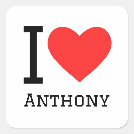I Liebe Anthony Quadratischer Aufkleber (Vorderseite)