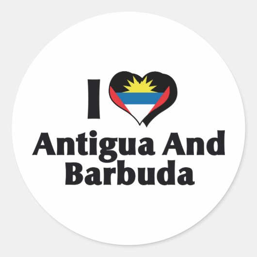 I Liebe Antigua & Barbuda Flag Runder Aufkleber (Vorderseite)
