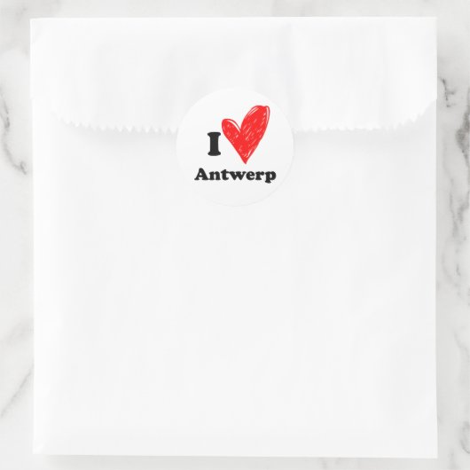 I Liebe Antwerpen Runder Aufkleber (Tasche)
