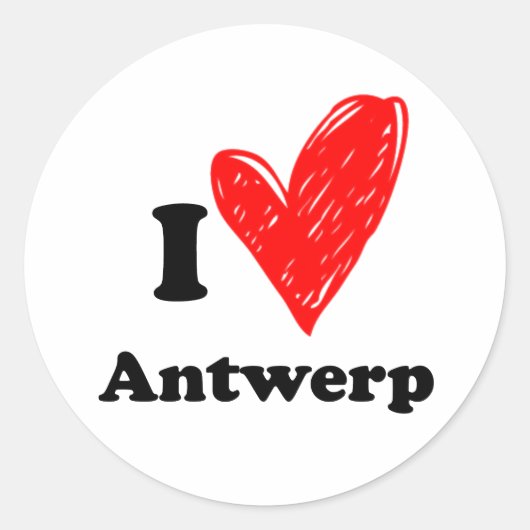 I Liebe Antwerpen Runder Aufkleber (Vorderseite)