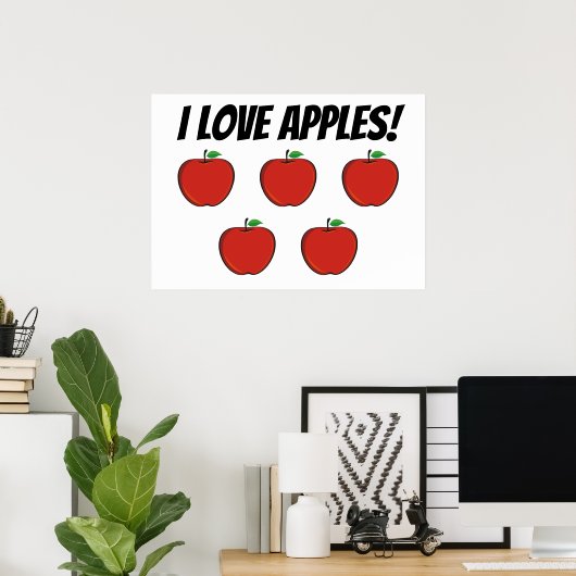 I Liebe Äpfel (5 Apfel) Poster (Heimbüro)