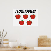 I Liebe Äpfel (5 Apfel) Poster (Küche)