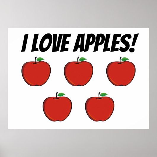 I Liebe Äpfel (5 Apfel) Poster (Vorne)