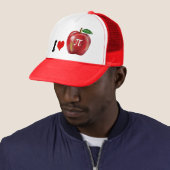 I Liebe-Apfelkuchen oder Herz-Grün-Blatt-Gold PUs Truckerkappe (Beispiel)