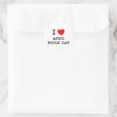 I Liebe April Runder Aufkleber (Tasche)