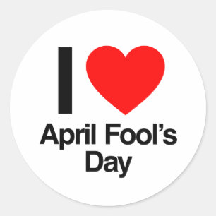 i Liebe Aprilscherz Runder Aufkleber