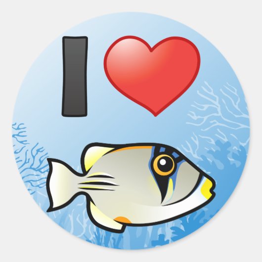 I Liebe Arabian Picassofish Runder Aufkleber (Vorderseite)