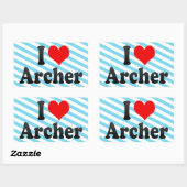I Liebe Archer Rechteckiger Aufkleber (Blatt)
