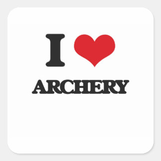 I Liebe Archery Quadratischer Aufkleber