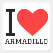I Liebe armadillo Quadratischer Aufkleber (Vorderseite)