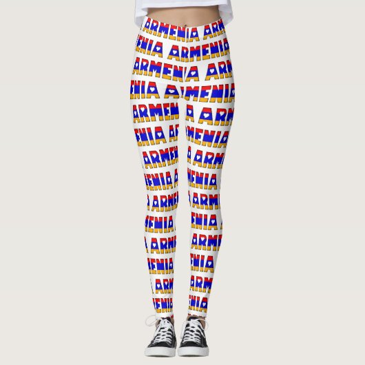 I Liebe Armenia Flag Farben Typografie Muster Nied Leggings (Vorderseite)