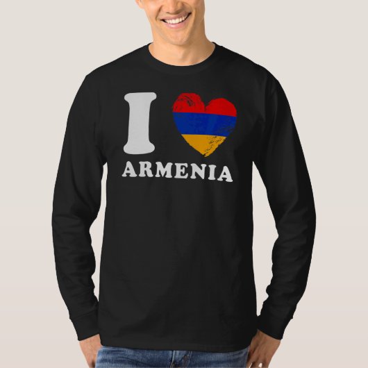 I Liebe Armenien Herzenflagge Armenien T-Shirt (Vorderseite)