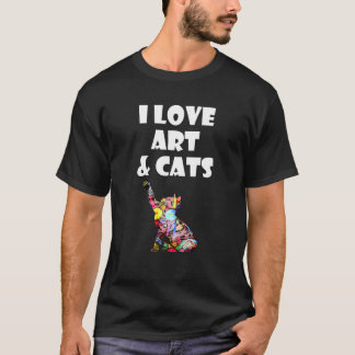 I Liebe Art Cats Kitty Cat Feline Artist Geschenk T-Shirt