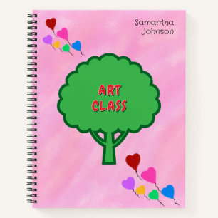 I Liebe Art Heart Balloons Tree Name Notizblock