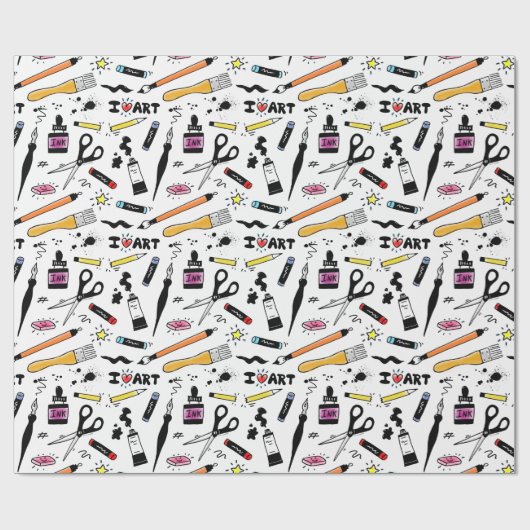 I Liebe Art Supplies Pattern Geschenkpapier (Flach)