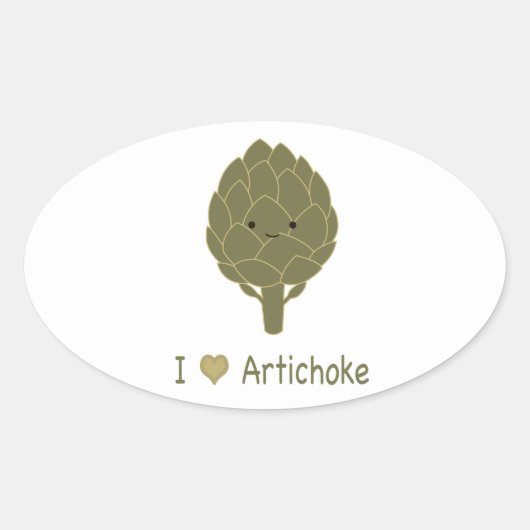 I Liebe Artischocke Ovaler Aufkleber (Vorderseite)
