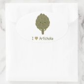 I Liebe Artischocke Ovaler Aufkleber (Tasche)