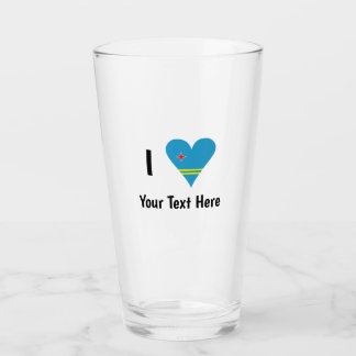 I Liebe (Aruba Herzenflagge) Personalisiert Glas