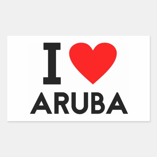 i Liebe Aruba Land Herzenssymbol Rechteckiger Aufkleber (Vorderseite)