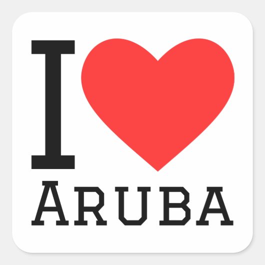 I Liebe Aruba Quadratischer Aufkleber (Vorderseite)