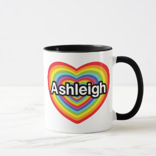 I Liebe Ashleigh, Regenbogenherz Tasse