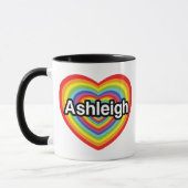 I Liebe Ashleigh, Regenbogenherz Tasse (Links)