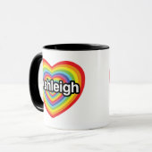I Liebe Ashleigh, Regenbogenherz Tasse (Vorderseite Links)