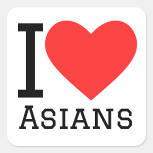 I Liebe Asiaten Quadratischer Aufkleber