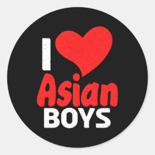 I Liebe Asiatisch Runder Aufkleber