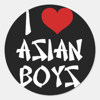 I Liebe Asiatische Jungen Runder Aufkleber