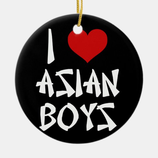 I Liebe-Asiats-Jungen Rundes Keramik Ornament