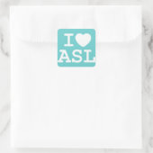 I Liebe ASL (Farbe) Quadratischer Aufkleber (Tasche)