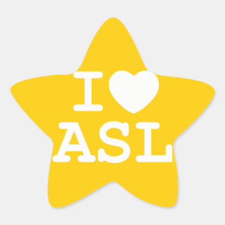I Liebe ASL (Farbe) Stern-Aufkleber