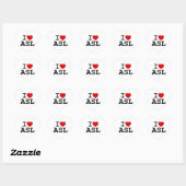 I Liebe ASL Herz-Aufkleber (Blatt)