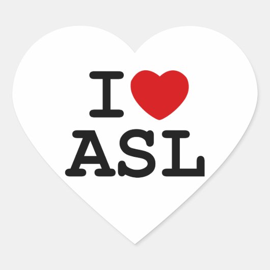 I Liebe ASL Herz-Aufkleber (Vorderseite)