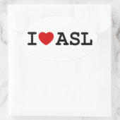 I LIEBE ASL OVALER AUFKLEBER (Tasche)