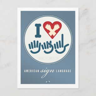 I Liebe ASL Postkarte