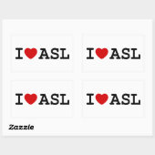 I LIEBE ASL RECHTECKIGER AUFKLEBER (Blatt)