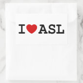 I LIEBE ASL RECHTECKIGER AUFKLEBER (Tasche)