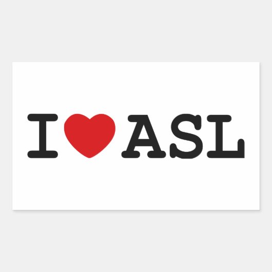 I LIEBE ASL RECHTECKIGER AUFKLEBER (Vorderseite)