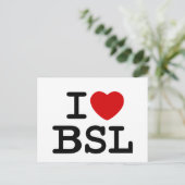 I Liebe ASL (weiß) Postkarte (Stehend Vorderseite)