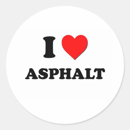 I Liebe Asphalt Runder Aufkleber (Vorderseite)