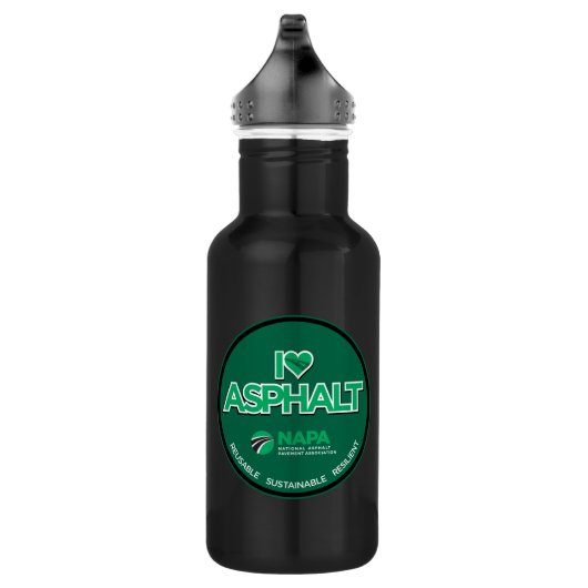I Liebe Asphalt Wasserflasche - Schwarz (Rechts)