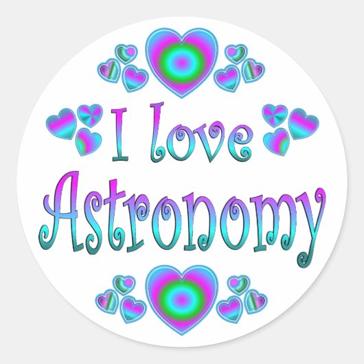 I Liebe Astronomie Runder Aufkleber (Vorderseite)