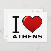 I LIEBE ATHEN, GA - GEORGIEN POSTKARTE (Vorne/Hinten)